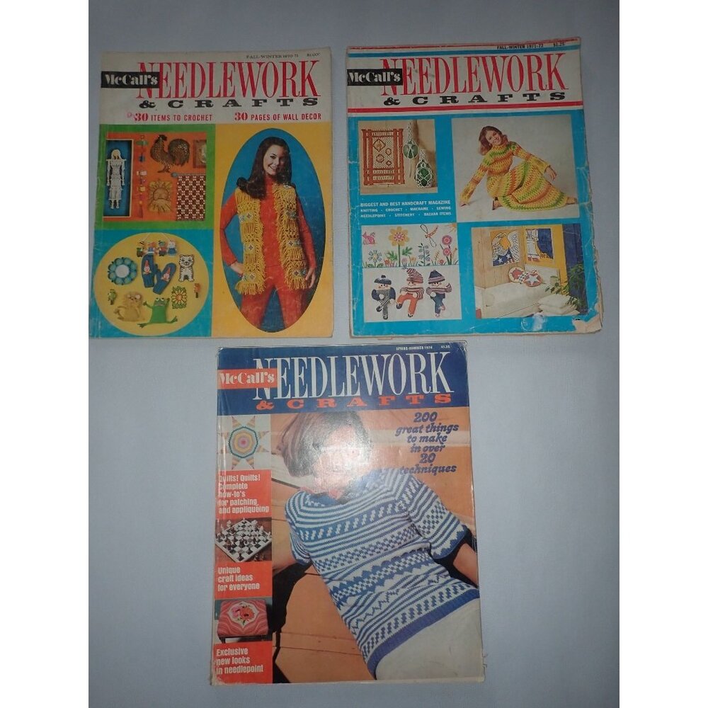 Vintage McCall's‎ Needlework & Crafts Magazines Lot of 3 1970 1971 1975